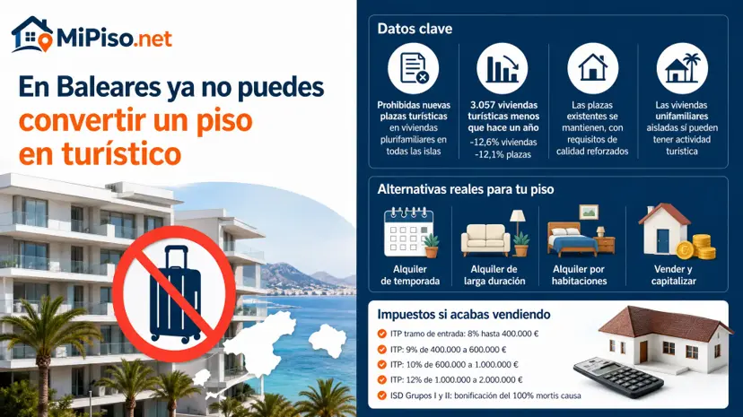 Las plazas turísticas nuevas están prohibidas en pisos de toda Baleares. Qué alternativas quedan y cuánto rinde cada una.