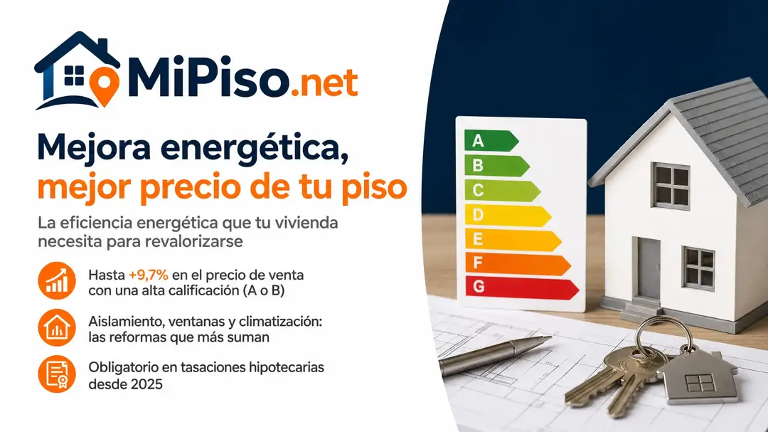 Pasar de una letra F o G a una A o B sube el precio de una vivienda un 9,7 % de media, según el Banco de España, y cada letra ganada suma un 1,3 %.