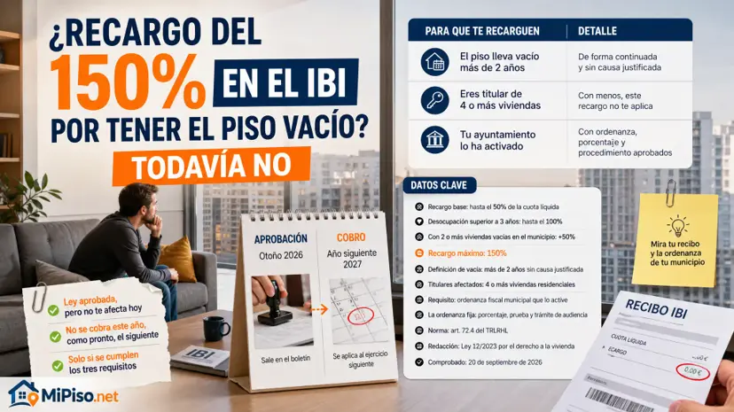 El recargo está aprobado por ley, pero no lo pagas hasta que tu ayuntamiento apruebe su ordenanza.