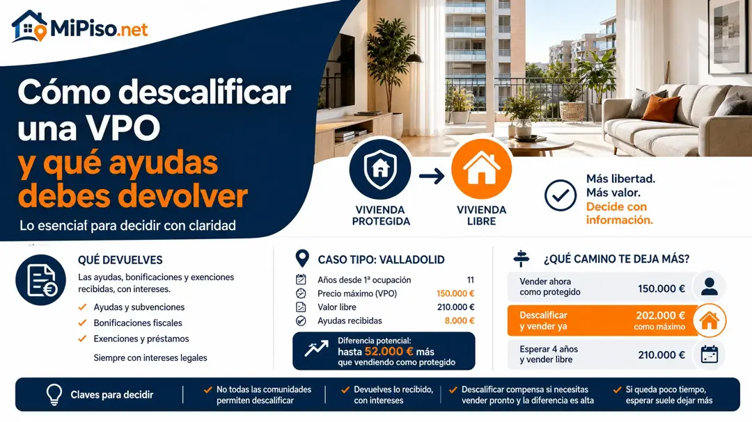 Pocas comunidades dejan pedir la descalificación de una VPO. Dónde se puede, desde cuándo y qué devuelves a cambio.