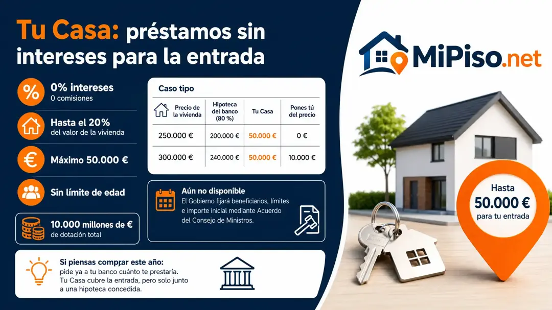 El RDL 29/2026 crea Tu Casa: préstamos del ICO al 0 % de hasta el 20 % del valor de la primera vivienda, con 50.000 € de tope. Qué cubre y cuándo pedirlo.