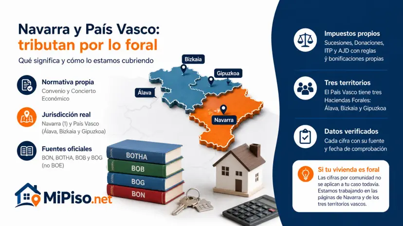 Tributan por su propio régimen foral al heredar, vender y comprar. Qué significa para tu factura como propietario.