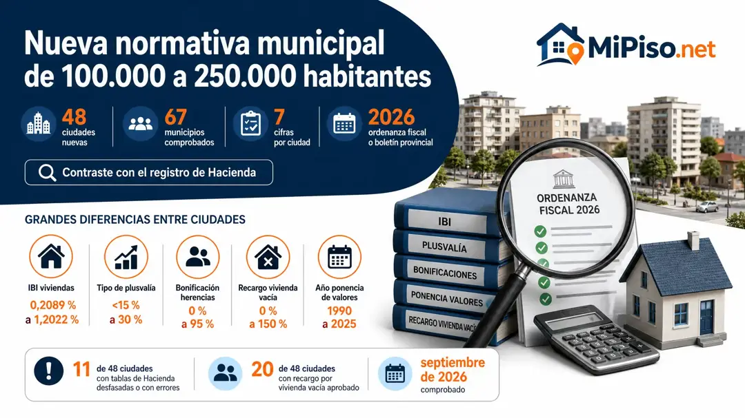 Hemos leído las ordenanzas fiscales de las 48 ciudades de entre 100.000 y 250.000 habitantes. Qué hemos encontrado y qué cambia.