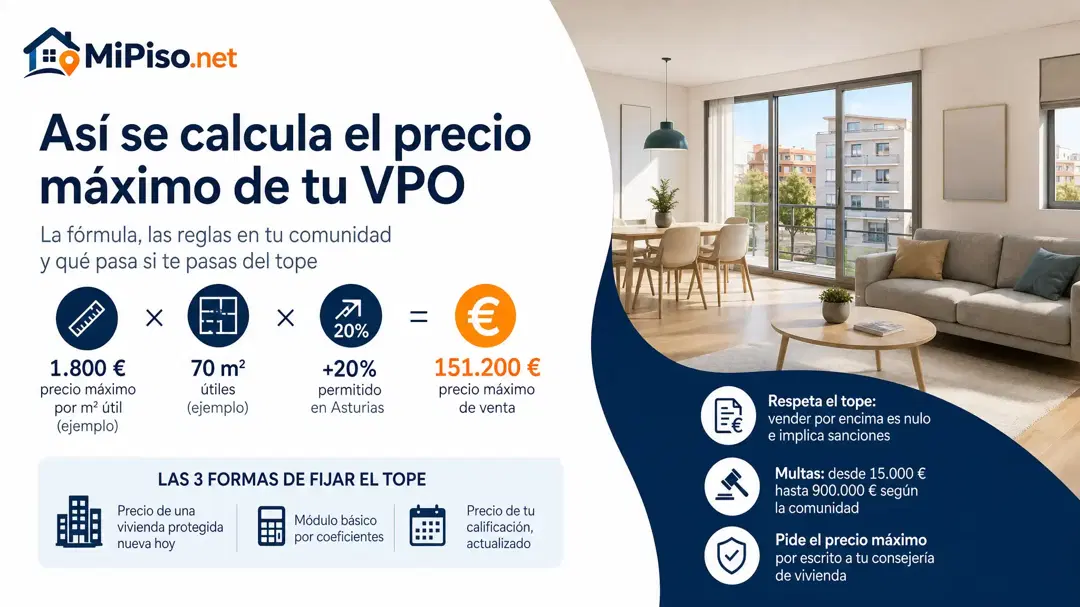 Mientras tu VPO siga protegida, su precio tiene tope. Cómo lo calcula cada comunidad y qué arriesgas cobrando más.