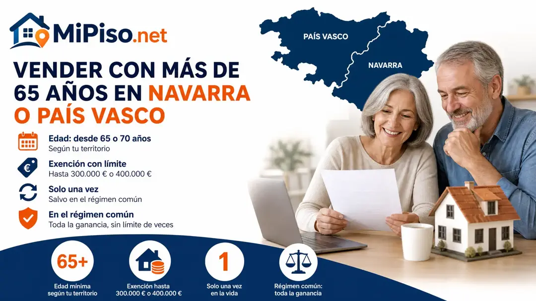 En Navarra y el País Vasco la exención del IRPF por vender la casa con más de 65 años tiene tope y vale una vez; en Navarra empieza a los 70.
